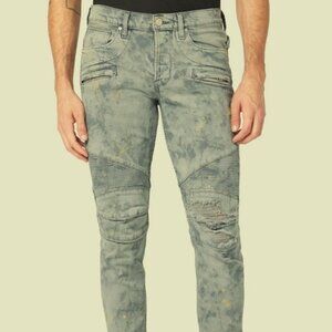 Hudson Men's Grey Acid The Blinder v.2 Skinny Distressed Biker Jeans